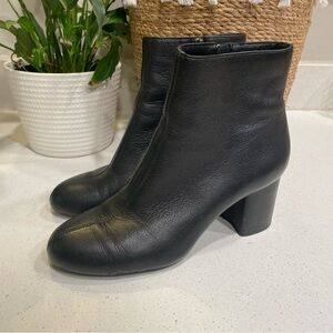 Jessica Simpson Ruella Black Leather Fashion Bootie Chunky Heel Boot Women's 7.5